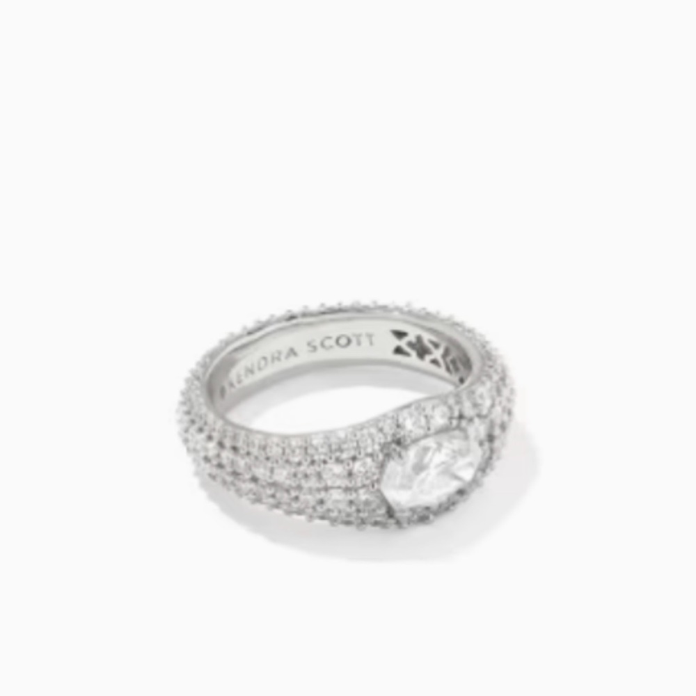 NWT Kendra Scott Silver Crystal Pavé Bella ring size 5